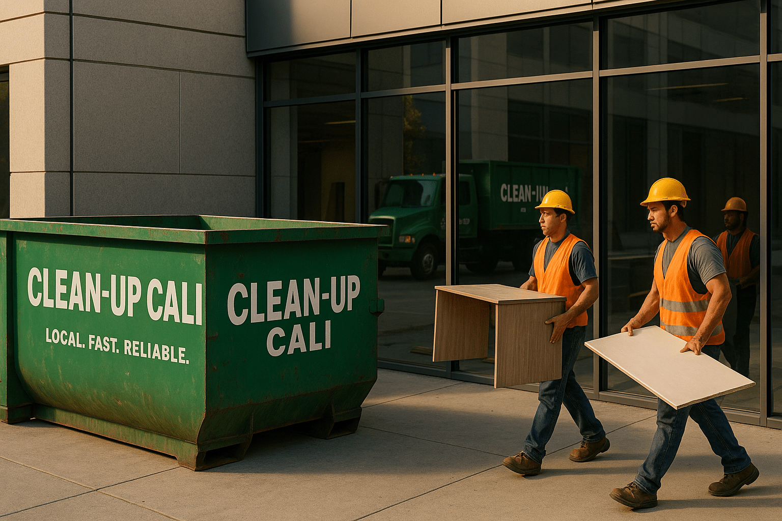 Clean-Up Cali dumpster outside Pasadena office during renovation.