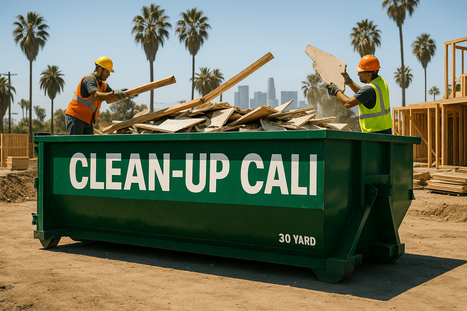 Clean-Up Cali 30-yard dumpster on Los Angeles construction site.